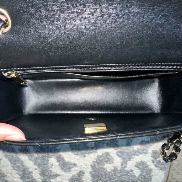 Chanel Black Lambskin Leather Mini Classic Rectangular Flap Light Gold Hardware - Picture 10 of 16